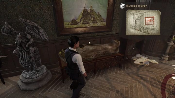 Pod sporej wielkości obrazem zobaczycie sarkofag - Sherlock Holmes Chapter One: Matczyna miłość, Gabinet osobliwości - solucja - Sherlock Holmes Chapter One - poradnik do gry