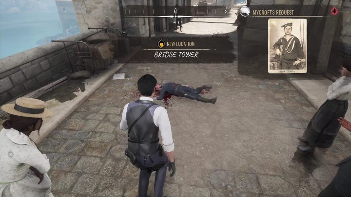 Po wyjściu z kawiarni udajcie się na most, aby zbadać zwłoki - Sherlock Holmes Chapter One: Miłość, śmierć, i Cordona - solucja, opis przejścia - Sherlock Holmes Chapter One - poradnik do gry