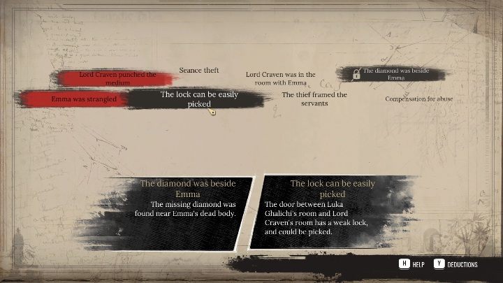 Jeśli jednak by nie pasowały, wskazówka podkreśli się na czerwono - Sherlock Holmes Chapter One: Pałac pamięci - Sherlock Holmes Chapter One - poradnik do gry