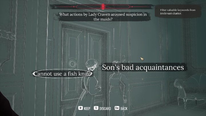 Wszelkie informacje, które nie dotyczą sprawy należy odrzucić - Sherlock Holmes Chapter One: Podsłuchiwanie - jak przejść? - Sherlock Holmes Chapter One - poradnik do gry