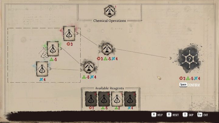 Zacznijmy od określenia potrzebnych odczynników - Sherlock Holmes Chapter One: Analizy chemiczne - jak przejść? - Sherlock Holmes Chapter One - poradnik do gry