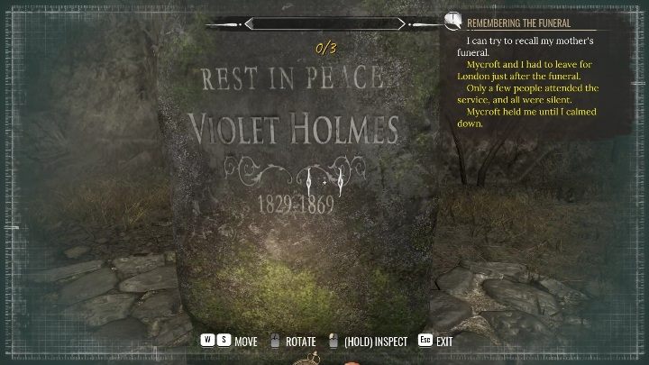 Na grobie znajduje się kilka elementów, którym musicie się przyjrzeć - Sherlock Holmes Chapter One: Matczyna miłość, cmentarz - solucja, opis przejścia - Sherlock Holmes Chapter One - poradnik do gry
