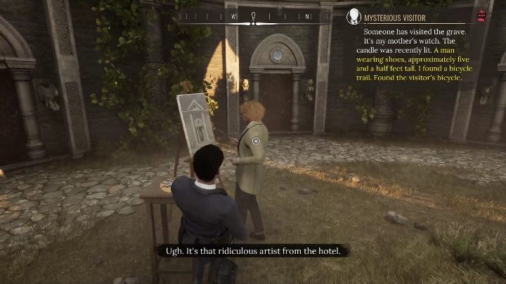 Tajemniczym odwiedzającym jest malarz, którego spotkaliście już wcześniej - Sherlock Holmes Chapter One: Matczyna miłość, cmentarz - solucja, opis przejścia - Sherlock Holmes Chapter One - poradnik do gry