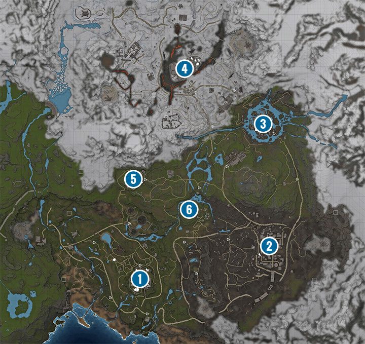 Powyższa mapa prezentuje najważniejsze lokacje z mapy świata - Elex 2: Główne miasta ze świata gry - gdzie są? - Elex 2 - poradnik do gry