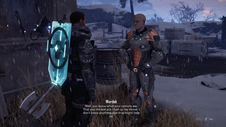 Jak już wspomnieliśmy, na początku zadania porozmawiajcie z Wardekiem, a konkretnie poruszcie temat Kasandry - Elex 2: Zwarcie - solucja, opis przejścia - Elex 2 - poradnik do gry