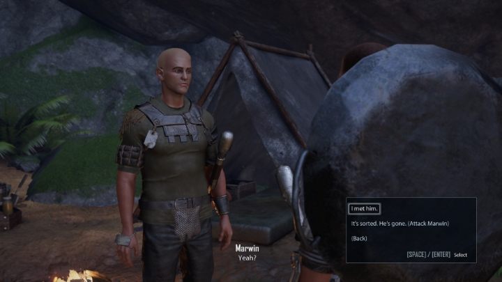 Zabijając Marwina, stajecie po stronie Sida i Banitów, co w dalszej części gry może pozytywnie wpłynąć na relację z tą frakcją - Elex 2: Uczeń Tilasa (Tavar) - solucja, opis przejścia - Elex 2 - poradnik do gry