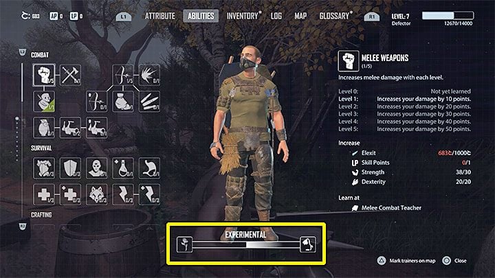 Aktualny stan Zniszczenia możecie podglądać w oknie umiejętności - jest to pasek u dołu ekranu - Elex 2: Zniszczenie (Destruction) - system reputacji - Elex 2 - poradnik do gry