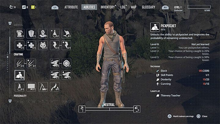 Z kradzieżami wykorzystującymi skradanie się powiązana jest umiejętność Kieszeniowiec (Pickpocket) - Elex 2: Skradanie się i ataki skrytobójcze - Elex 2 - poradnik do gry