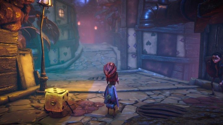 Macie do wybory dwie drogi: w prawo na Dicemaker Square oraz w lewo do Lost Soul Alley, gdzie znajduje się bar - Lost in Random: Lost in Random (Fourburg) - solucja, opis przejścia - Lost in Random - poradnik do gry