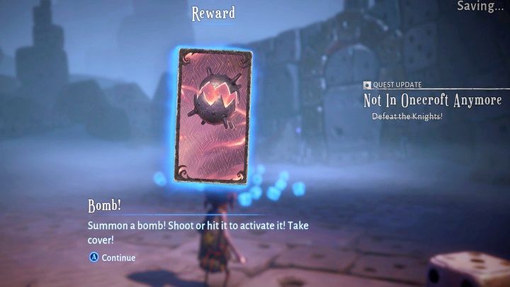 Po walce z kilkoma wrogami, odblokujecie nową kartę: Bomb - Lost in Random: Not in Onecroft Anymore (Onecroft) - solucja, opis przejścia - Lost in Random - poradnik do gry