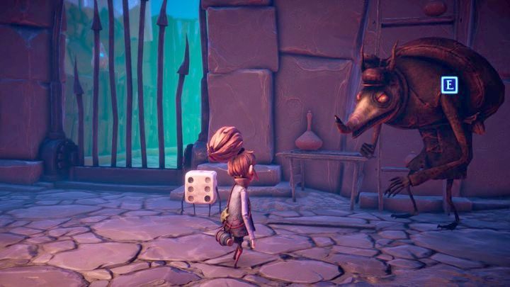 W jednej z dalszych lokacji - Two-Town Square - odnajdziecie na prawo od zamkniętej bramy do kolejnej lokacji tajemniczego szczurowatego osobnika - Lisbette - która wspomni o pewnej skamielinie, którą odnaleźć można na Seller Street - Lost in Random: A Reward to Die For (Two Towns) - solucja, opis przejścia - Lost in Random - poradnik do gry