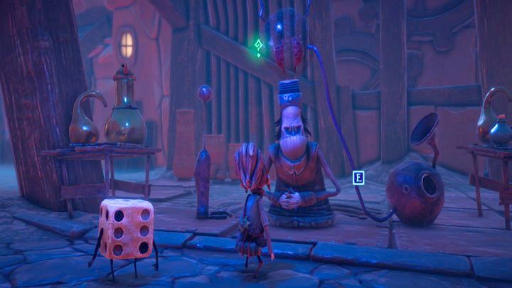 Na prawo od bramy do Two Town Square znajdziecie postać z zielonym znacznikiem misji pobocznej - Jareda - Lost in Random: Two Sides to Every Story (Two Towns) - solucja, opis przejścia - Lost in Random - poradnik do gry