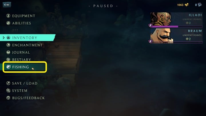 Zakładkę wędkowania (Fishing) znajdziecie po przejściu do głównego menu (klawisz tabulatora na PC) - Ruined King: Wędkowanie - Ruined King - poradnik do gry