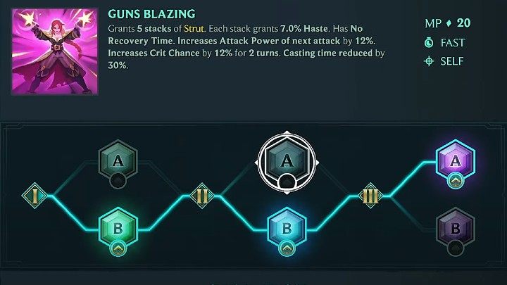 Na powyższym obrazku znajdziecie schemat rozwinięcia jednej z proponowanych przez nas umiejętności Miss Fortune z kategorii Aleja - Szaleńczy Ostrzał (Guns Blazing) - Ruined King Miss Fortune - gotowy build postaci, umiejętności, runy - Ruined King - poradnik do gry