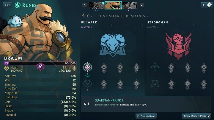 Po zdobyciu 8 poziomu doświadczenia odblokujecie dostęp do kart runicznych, które pozwalają na jeszcze lepsze spersonalizowanie zdolności bohaterów - Ruined King: Rozwój postaci - Ruined King - poradnik do gry