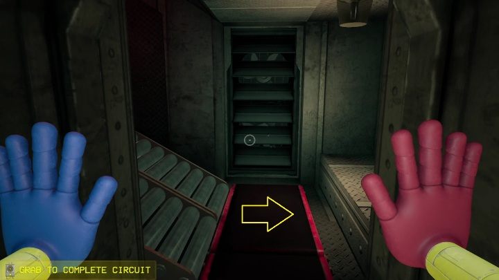 Gniazdko to znajduje się po prawej stronie korytarza, nie zaczepiajcie jednak swojej dłoni w ten sposób - Poppy Playtime: Taśmociąg - solucja, opis przejścia - Poppy Playtime - poradnik do gry