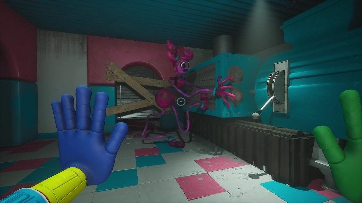 Po wejściu do pomieszczenia od razu pociągnijcie za dźwignię - Poppy Playtime: Mommy Long Legs - solucja, opis przejścia - Poppy Playtime - poradnik do gry