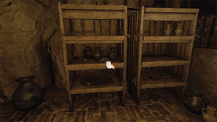 W tej samej okolicy znajdziecie też półki z dołączonego obrazka i na jednej z nich leży znajdźka The Cistern: Pilgrims Note - Amnesia Rebirth: The Cistern - solucja, sekrety - Amnesia Rebirth - poradnik do gry