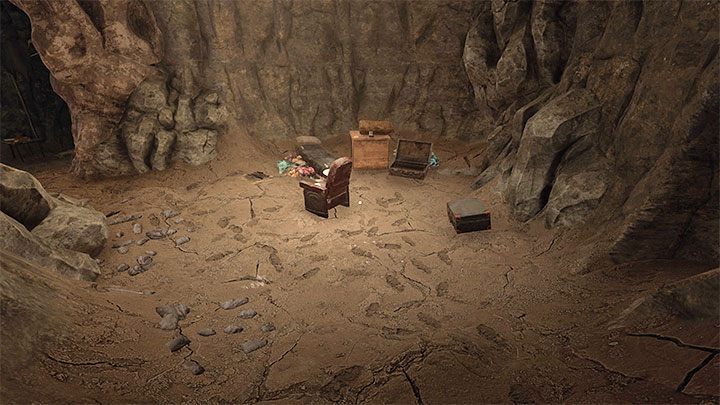 Na lewo od miejsca pozyskania poprzedniego sekretu jest pokazany na obrazku obszar z fotelem - Amnesia Rebirth: The Caves - solucja, sekrety - Amnesia Rebirth - poradnik do gry