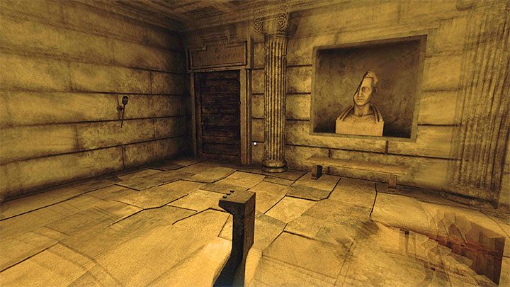 Podążajcie ciasnymi korytarzami aż dotrzecie do pokazanej na obrazku sali z dużym popiersiem - Amnesia Rebirth: The Catacombs - solucja, sekrety - Amnesia Rebirth - poradnik do gry