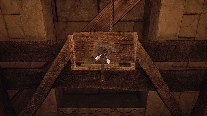 Stańcie na desce, wejdźcie w interakcję z kołowrotkiem i nie puszczajcie przycisku interakcji - Amnesia Rebirth: The Fortress - solucja, sekrety - Amnesia Rebirth - poradnik do gry