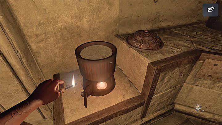 Użyjcie zapałki do rozpalenia ognia pod naczyniem, a następnie załóżcie pokrywkę i zaczekajcie aż gotowanie automatycznie dobiegnie końca - Amnesia Rebirth: The Arsenal - solucja, sekrety - Amnesia Rebirth - poradnik do gry