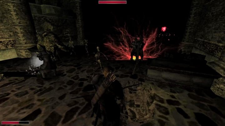 Gdy tylko dojdziecie mniej więcej do połowy pomieszczenia, drzwi za Wami się zamkną, a po obu stronach sali pojawią się różne szkielety, w tym magowie - Kroniki Myrtany: Podziemia Vardhal - Kroniki Myrtany - poradnik do gry