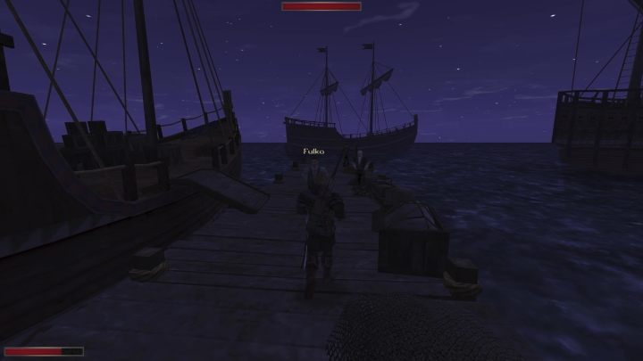 Nieważne jaką opcję wybierzecie w rozmowie z mężczyzną - wejdźcie na statek i zabierzcie skrzynie - Kroniki Myrtany: Straż nocna - solucja, opis przejścia - Kroniki Myrtany - poradnik do gry