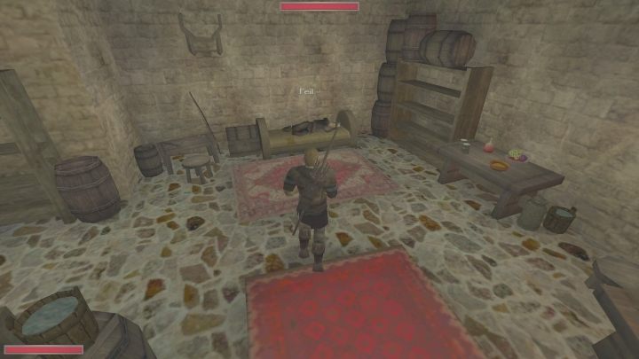 Weźcie wiadro wody z beczki i wejdźcie w interakcję z lewą stroną łóżka - Kroniki Myrtany: Winowajca - solucja, opis przejścia - Kroniki Myrtany - poradnik do gry