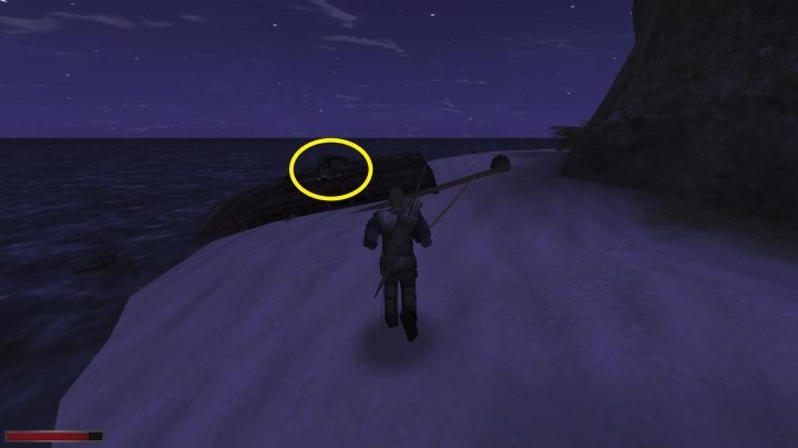 Na brzegu znajduje się łódź, a na niej martwy pirat - Kroniki Myrtany: Starzy znajomi - solucja, opis przejścia - Kroniki Myrtany - poradnik do gry