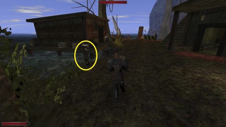 Na przystani, koło domu na wodzie, można spotkać Ablo - Kroniki Myrtany: Spotkania (Przystań łotrów) - lista wszystkich - Kroniki Myrtany - poradnik do gry