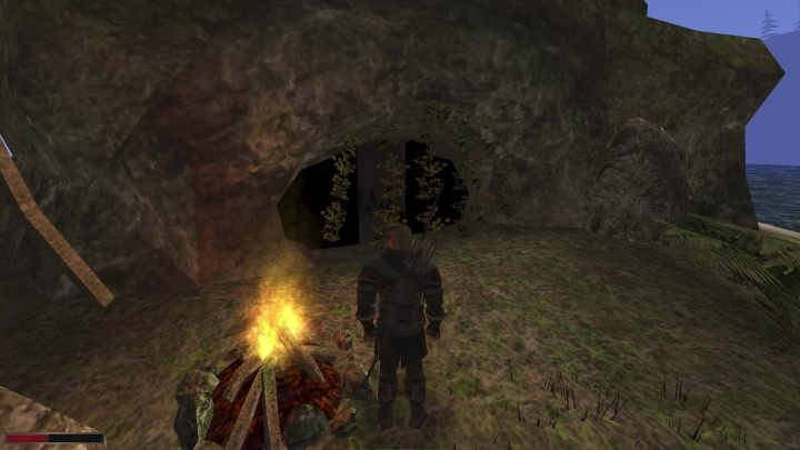 Na wysepce koło ogniska znajduje się jaskinia - Kroniki Myrtany: Górnicza Dolina - osiągnięcie, jak zdobyć? - Kroniki Myrtany - poradnik do gry