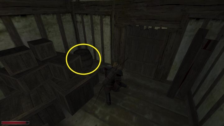 Aby się ukryć wejdźcie do beczki znajdującej się obok drzwi - Kroniki Myrtany: Ponowne spotkanie - solucja, opis przejścia - Kroniki Myrtany - poradnik do gry