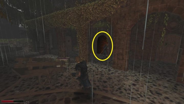 Pójdźcie na główny dziedziniec klasztorny i zejdźcie prawym przejściem schodami do podziemi - Kroniki Myrtany: Z deszczu pod rynnę - solucja, opis przejścia - Kroniki Myrtany - poradnik do gry