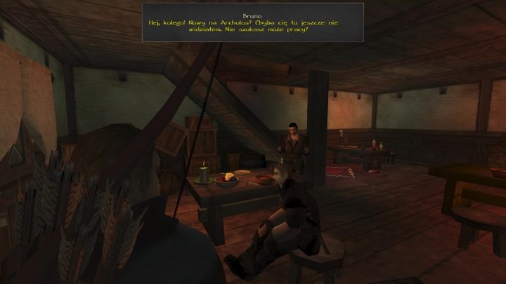 Po wejściu do przybytku rzeczony mężczyzna Was zaczepi i zaproponuje wspólne wydobycie żelaza - Kroniki Myrtany: Nowy na Archolos - solucja, opis przejścia - Kroniki Myrtany - poradnik do gry