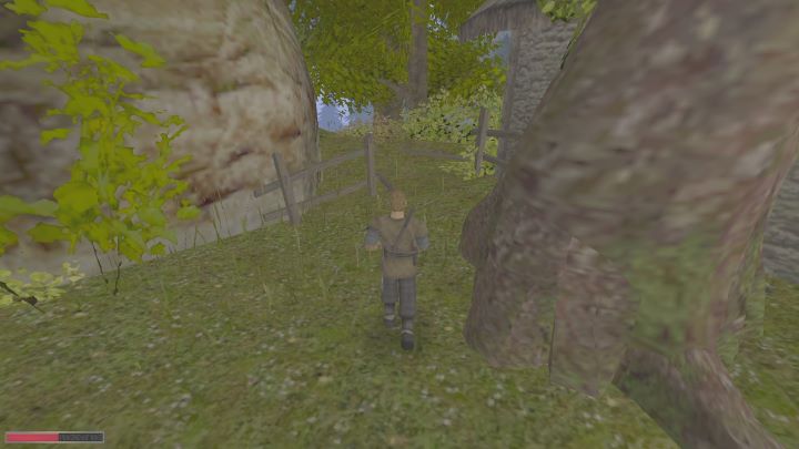 Za drzewem znajduje się wyrwa w płocie, możecie ją zgłosić do mężczyzny dla kilku dodatkowych punktów doświadczenia - Kroniki Myrtany: Baranek - solucja, opis przejścia - Kroniki Myrtany - poradnik do gry