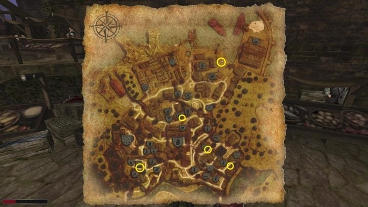 Należy je rozprowadzić na tablicach ogłoszeń w mieście (zaznaczone na powyższym screenie) - Kroniki Myrtany: Dom nie do poznania - solucja, opis przejścia - Kroniki Myrtany - poradnik do gry