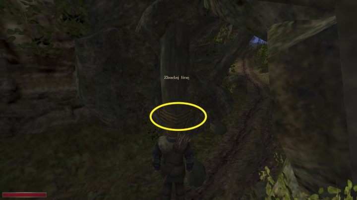 Idąc kilka kroków dalej w kierunku miasta, do skalnego zwężenia, natkniecie się na linę przywiązaną do drewnianej podpory - Kroniki Myrtany: Transakcja ze zwiadem - solucja, opis przejścia - Kroniki Myrtany - poradnik do gry