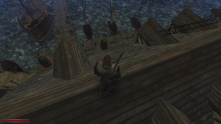 Następnie powinniście się skierować na dach niskiego budynku obok baru - Kroniki Myrtany: To nie twoje - solucja, opis przejścia - Kroniki Myrtany - poradnik do gry