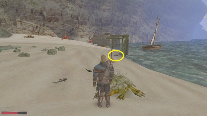 Sieć znajduje się przed szałasem. Nie trzeba podchodzić do jaszczurów. - Kroniki Myrtany: Gorące piaski - solucja, opis przejścia - Kroniki Myrtany - poradnik do gry