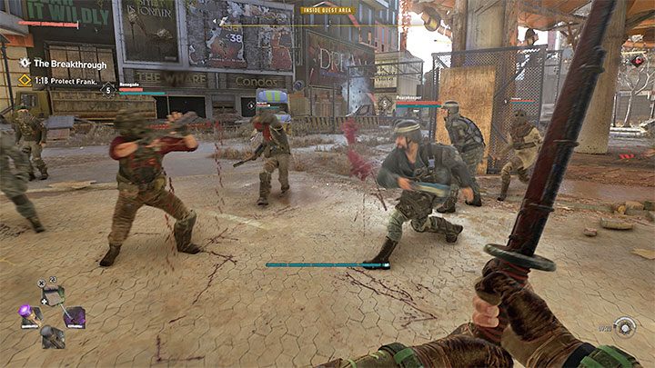 Po tym jak rozpoczną się na dole walki będziecie mieli 1 minutę i 25 sekund na pokonanie przeciwników - Dying Light 2: Przełom - solucja, opis przejścia - Dying Light 2 - poradnik do gry
