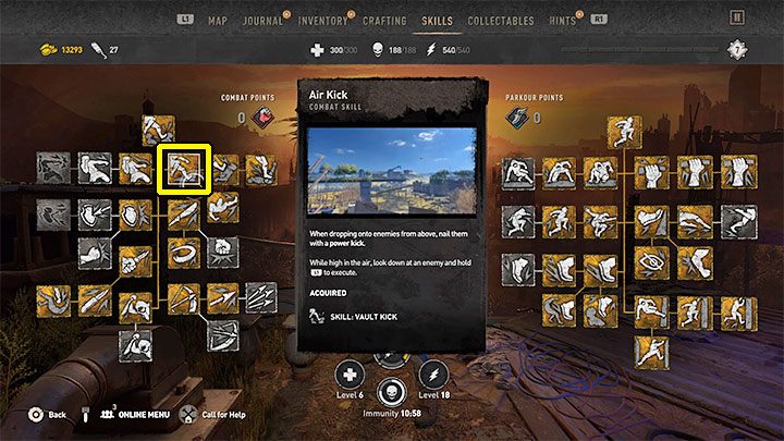 Z drzewka Walka wymagana jest umiejętność Kopnięcie z wyskoku (Air Kick) - Dying Light 2: Trofeum Łup, dup, bęc! - jak zdobyć? - Dying Light 2 - poradnik do gry