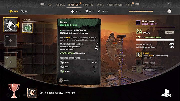 Sposób odblokowania: Zmodyfikuj swoją broń po raz pierwszy - Dying Light 2: Trofea/Osiągnięcia - lista wszystkich - Dying Light 2 - poradnik do gry