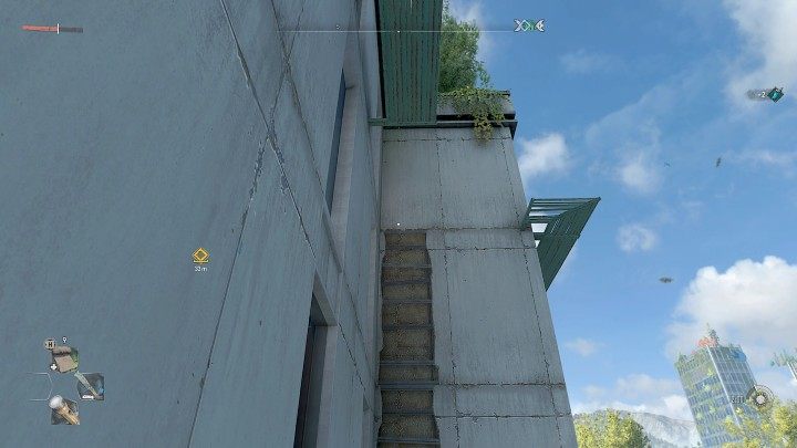 Wskoczcie na metalową konstrukcję piętro wyżej, a następnie po prowizorycznej drabinie wespnijcie się jak najwyżej i przeskoczcie na pobliską metalową konstrukcję - Dying Light 2 Zagubione światło - solucja, opis przejścia - Dying Light 2 - poradnik do gry