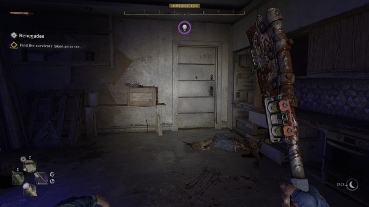 W następnej kryjówce będzie na Was czekał jeden z renegatów, pokonajcie przeciwnika oraz zarażonych, którzy mogą pojawić się w pomieszczeniu - Dying Light 2: Renegaci - solucja, opis przejścia - Dying Light 2 - poradnik do gry