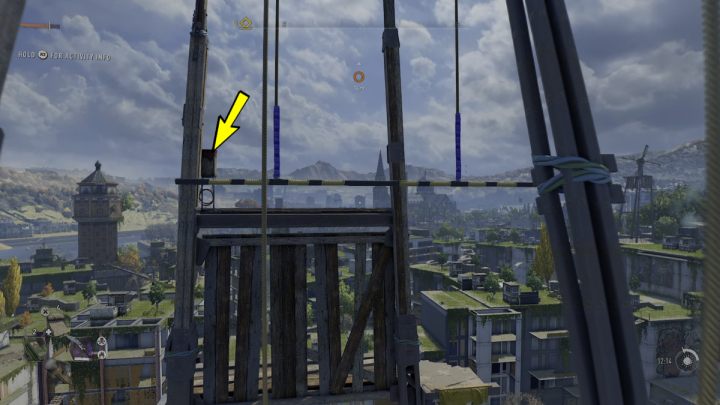 Odwróćcie się do tyłu, poczekajcie, aż drążek podjedzie do góry i przeskoczcie na drewniane deski - Dying Light 2: The Wharf (Wiatraki)- lista wszystkich - Dying Light 2 - poradnik do gry