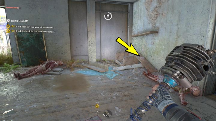 Idźcie do drugiego mieszkania w dzielnicy Lower Dam Ayre i podnieście 4 książkę leżącą na urwanej półce ściennej - Dying Light 2: Klub książki 9 (Book Club 9) - solucja, opis przejścia - Dying Light 2 - poradnik do gry
