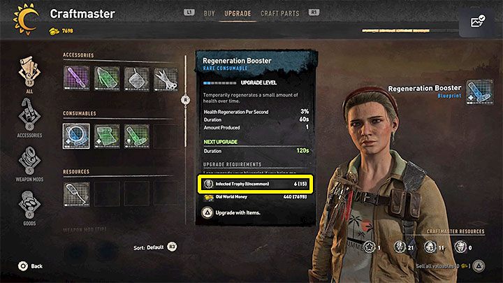 Głównym zastosowaniem trofeów z zarażonych jest zużywanie ich do ulepszania schematów wykorzystywanych do wytwarzania różnego rodzaju przedmiotów - Dying Light 2: Trofea z zarażonych - co z nimi robić? - Dying Light 2 - poradnik do gry