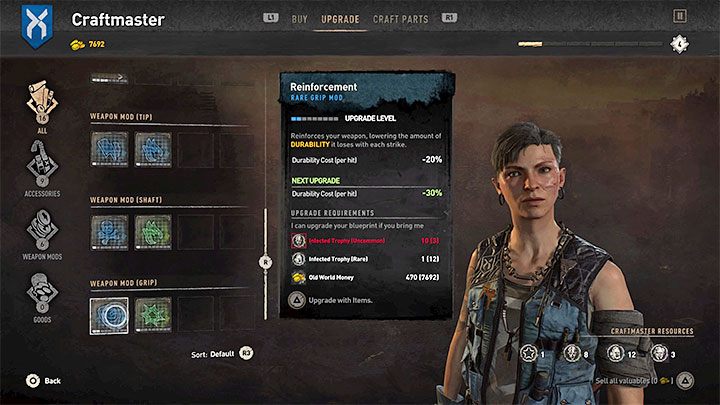 Modyfikację Wzmocnienie powinniście dalej ulepszać przeznaczając na ten cel trofea z zarażonych oraz walutę Starego Świata - Dying Light 2: Naprawianie broni - czy jest możliwe? - Dying Light 2 - poradnik do gry