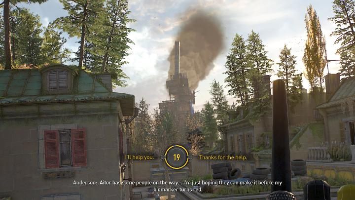 Gdy wyjdziecie z budynku, Aiden połączy się z Anderson przez krótkofalówkę - Dying Light 2: Czy warto pomóc Anderson? W mrok - Dying Light 2 - poradnik do gry